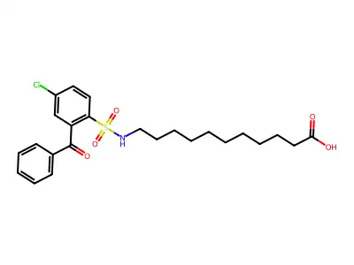 Undecanoic acid, 11-(((2-benzoyl-4-chlorophenyl)sulfonyl)amino)- structure