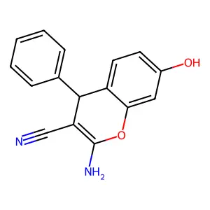 2-Amino-7-hydroxy-4-phenyl-4H-chromene-3-carbonitrile structure