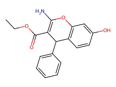 ethyl 2-amino-7-hydroxy-4-phenyl-4H-chromene-3-carboxylate structure