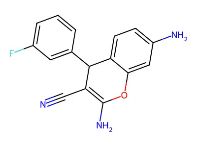 2,7-diamino-4-(3-fluorophenyl)-4H-chromene-3-carbonitrile structure