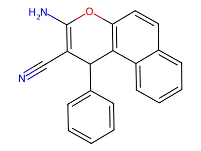 3-amino-1-phenyl-1H-benzo(f)chromene-2-carbonitrile structure