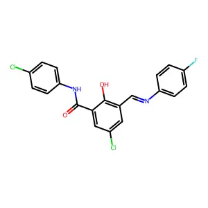 Benzamide, 5-chloro-N-(4-chlorophenyl)-3-(((4-fluorophenyl)imino)methyl)-2-hydroxy- structure