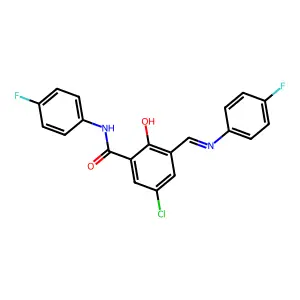Benzamide, 5-chloro-N-(4-fluorophenyl)-3-(((4-fluorophenyl)imino)methyl)-2-hydroxy- structure