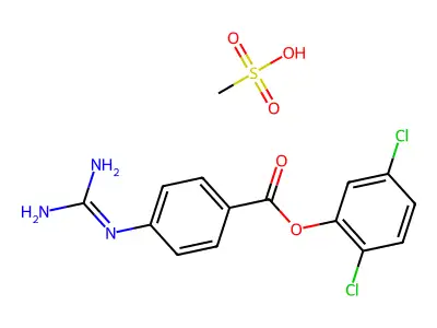 2,5-Dichlorophenyl 4-((aminoiminomethyl)amino)benzoate monomethanesulfonate structure