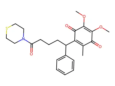 5-(3,4-Dimethoxy-6-methyl-2,5-benzoquinonyl)-5-phenyl-1-thiomorpholino-1-oxopentane structure