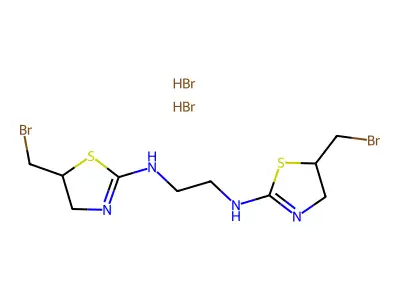 N,N'-Bis(5-(bromomethyl)-4,5-dihydro-2-thiazolyl)-1,2-ethanediamine dihydrobromide structure