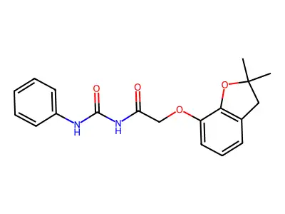 1-(2-(2,2-Dimethyl(3-oxaindan-4-yloxy))acetyl)-3-(phenyl)urea structure