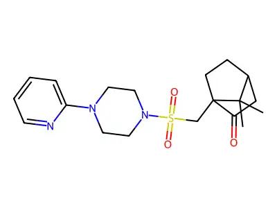 7,7-dimethyl-1-({[4-(pyridin-2-yl)piperazin-1-yl]sulfonyl}methyl)bicyclo[2.2.1]heptan-2-one structure