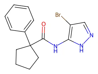 N-(4-bromo-1H-pyrazol-5-yl)-1-phenylcyclopentane-1-carboxamide structure