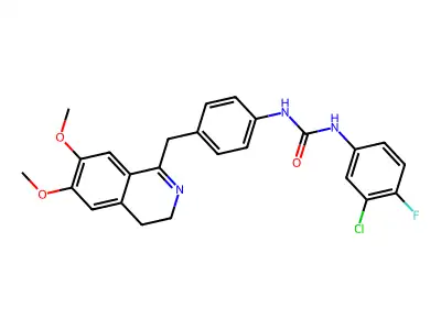 1-(4-((6,7-DIMETHOXY(3,4-DIHYDROISOQUINOLYL))METHYL)PHENYL)-3-(3-CHLORO-4-FLUOROPHENYL)UREA structure
