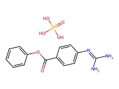 Benzoic acid, 4-((aminoiminomethyl)amino)-, phenyl ester, phosphate (1:1) structure