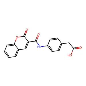 4-[[(2-Oxo-2H-1-benzopyran-3-yl)carbonyl]amino]benzeneacetic acid structure