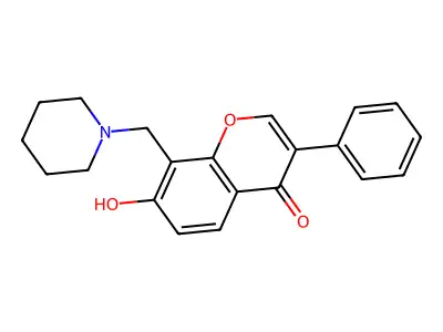 7-hydroxy-3-phenyl-8-(piperidin-1-ylmethyl)-4H-chromen-4-one structure