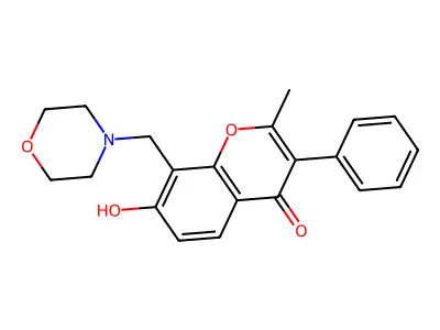 7-Hydroxy-2-methyl-8-(morpholin-4-ylmethyl)-3-phenylchromen-4-one structure