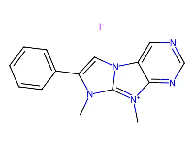 8H-Imidazo(2,1-f)purinium, 8,9-dimethyl-7-phenyl-, iodide structure