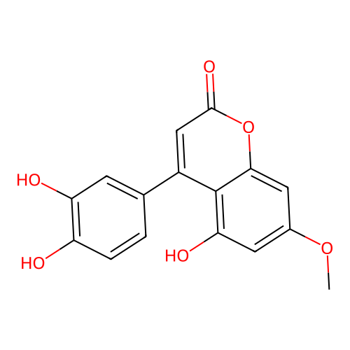 5,3',4'-Trihydroxy-7-methoxy-4-phenylcoumarin structure