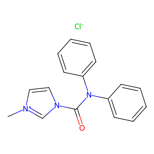 3-Diphenylcarbamoyl-1-methyl-3H-imidazol-1-ium structure
