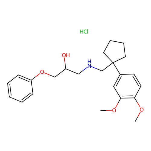 1-(((1-(3,4-dimethoxyphenyl)cyclopentyl)methyl)amino)-3-phenoxypropan-2-ol hydrochloride structure