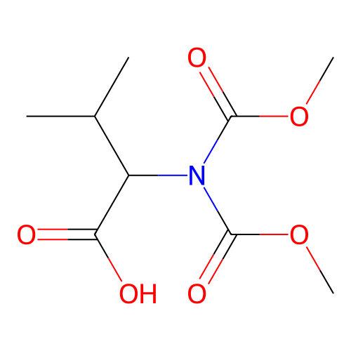 2-[Bis(methoxycarbonyl)amino]-3-methylbutanoic acid structure