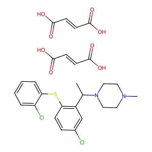 双((E)-丁-2-烯二酸);1-[1-[5-氯-2-(2-氯苯基)硫基苯基]乙基]-4-甲基哌嗪 structure