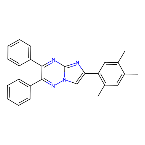 2,3-Diphenyl-6-(2,4,5-trimethylphenyl)imidazo[1,2-b][1,2,4]triazine structure