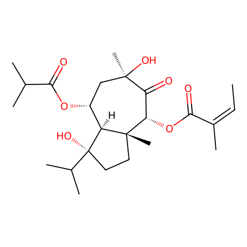 2-Butenoic acid, 2-methyl-, decahydro-1,6-dihydroxy-3a,6-dimethyl-1-(1-methylethyl)-8-(2-methyl-1-oxopropoxy)-5-oxo-4-azulenyl ester, (1S-(1alpha,3aalpha,4beta(Z),6beta,8beta,8abeta))- structure