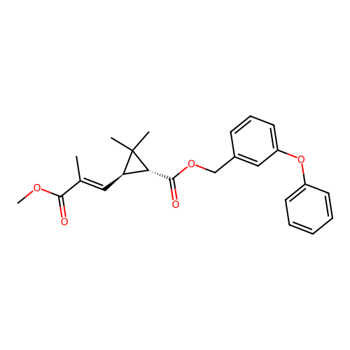 Cyclopropanecarboxylic acid, 3-(3-methoxy-2-methyl-3-oxo-1-propenyl)-2,2-dimethyl-,(3-phenoxyphenyl)methyl ester, (1R-(1alpha,3beta(E)))- structure