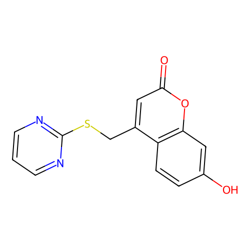 7-Hydroxy-4-(pyrimidin-2-ylsulfanylmethyl)chromen-2-one structure
