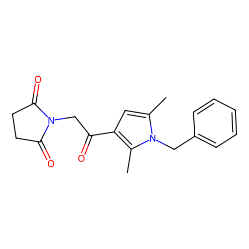 1-[2-[2,5-Dimethyl-1-(phenylmethyl)-3-pyrrolyl]-2-oxoethyl]pyrrolidine-2,5-dione structure