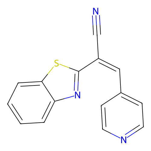 (2Z)-2-(1,3-benzothiazol-2-yl)-3-(pyridin-4-yl)prop-2-enenitrile structure