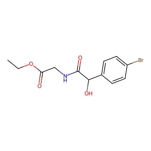 [2-(4-Bromophenyl)-2-hydroxyacetylamino]acetic acid, ethyl ester structure