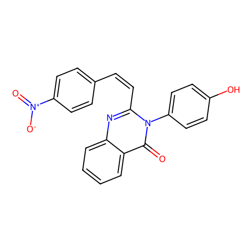 3-(4-hydroxyphenyl)-2-[(Z)-2-(4-nitrophenyl)ethenyl]quinazolin-4(3H)-one structure