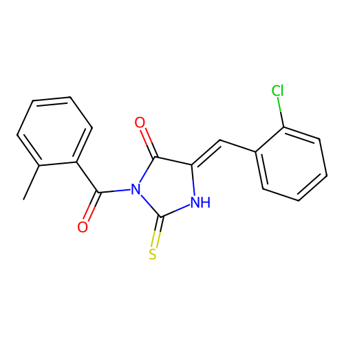 4-Imidazolidinone, 5-((2-chlorophenyl)methylene)-3-(2-methylbenzoyl)-2-thioxo- structure