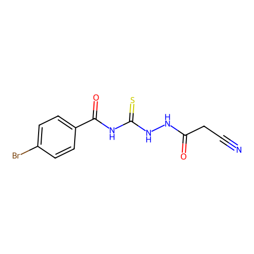 4-bromo-N-{[2-(cyanoacetyl)hydrazino]carbothioyl}benzamide structure