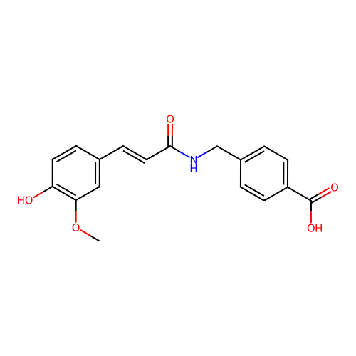4-({[(2E)-3-(4-hydroxy-3-methoxyphenyl)prop-2-enoyl]amino}methyl)benzoic acid structure