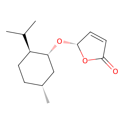 (S)-5-(((1R,2S,5R)-2-isopropyl-5-methylcyclohexyl)oxy)furan-2(5H)-one structure