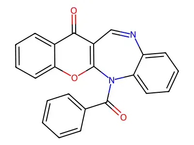 (1)Benzopyrano(2,3-b)(1,5)benzodiazepin-13(6H)-one, 6-benzoyl- structure