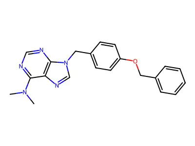 9H-Purin-6-amine, N,N-dimethyl-9-((4-(phenylmethoxy)phenyl)methyl)- structure