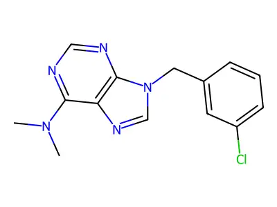 9H-Purin-6-amine, 9-((3-chlorophenyl)methyl)-N,N-dimethyl- structure