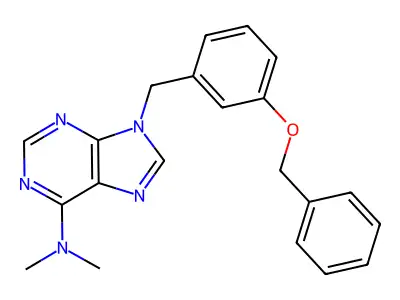 9H-Purin-6-amine, N,N-dimethyl-9-((3-(phenylmethoxy)phenyl)methyl)- structure