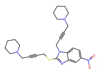 1H-Benzimidazole, 5-nitro-1-(4-(1-piperidinyl)-2-butynyl)-2-((4-(1-piperidinyl)-2-butynyl)thio)- structure