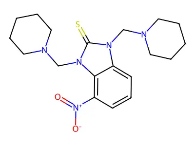 2H-Benzimidazole-2-thione, 1,3-dihydro-1,3-bis(1-piperidinylmethyl)-4-nitro- structure