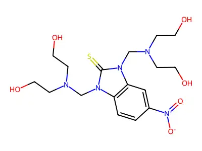 2H-Benzimidazole-2-thione, 1,3-dihydro-1,3-bis((bis(2-hydroxyethyl)amino)methyl)-5-nitro- structure