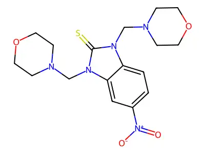 2H-Benzimidazole-2-thione, 1,3-dihydro-1,3-bis(4-morpholinylmethyl)-5-nitro- structure
