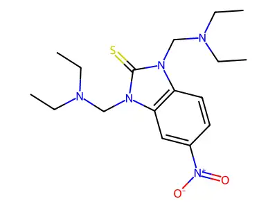 2H-Benzimidazole-2-thione, 1,3-dihydro-1,3-bis((diethylamino)methyl)-5-nitro- structure