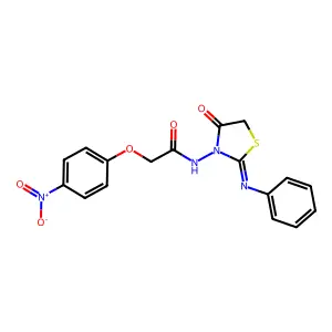 2-(4-Nitrophenoxy)-N-(4-oxo-2-(phenylimino)-3-thiazolidinyl)acetamide structure