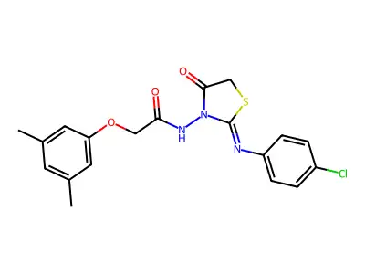 N-(2-((4-Chlorophenyl)imino)-4-oxo-3-thiazolidinyl)-2-(3,5-dimethylphenoxy)acetamide structure