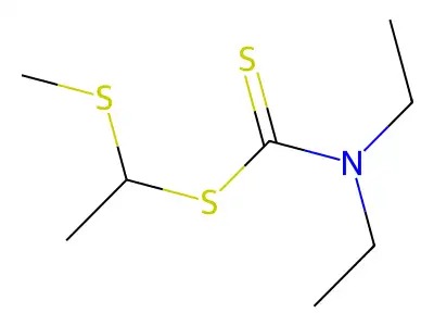 Carbamodithioic acid, diethyl-, 1-(methylthio)ethyl ester structure