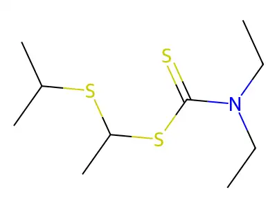 Carbamodithioic acid, diethyl-, 1-((1-methylethyl)thio)ethyl ester structure