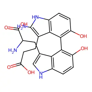 (4,4'-Bi-1H-indole)-3,3'-dipropanoic acid, alpha,alpha'-diamino-5,5'-dihydroxy- structure